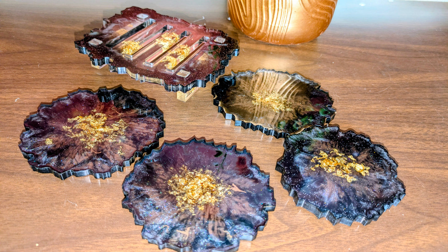 Black and Gold Geode Coasters