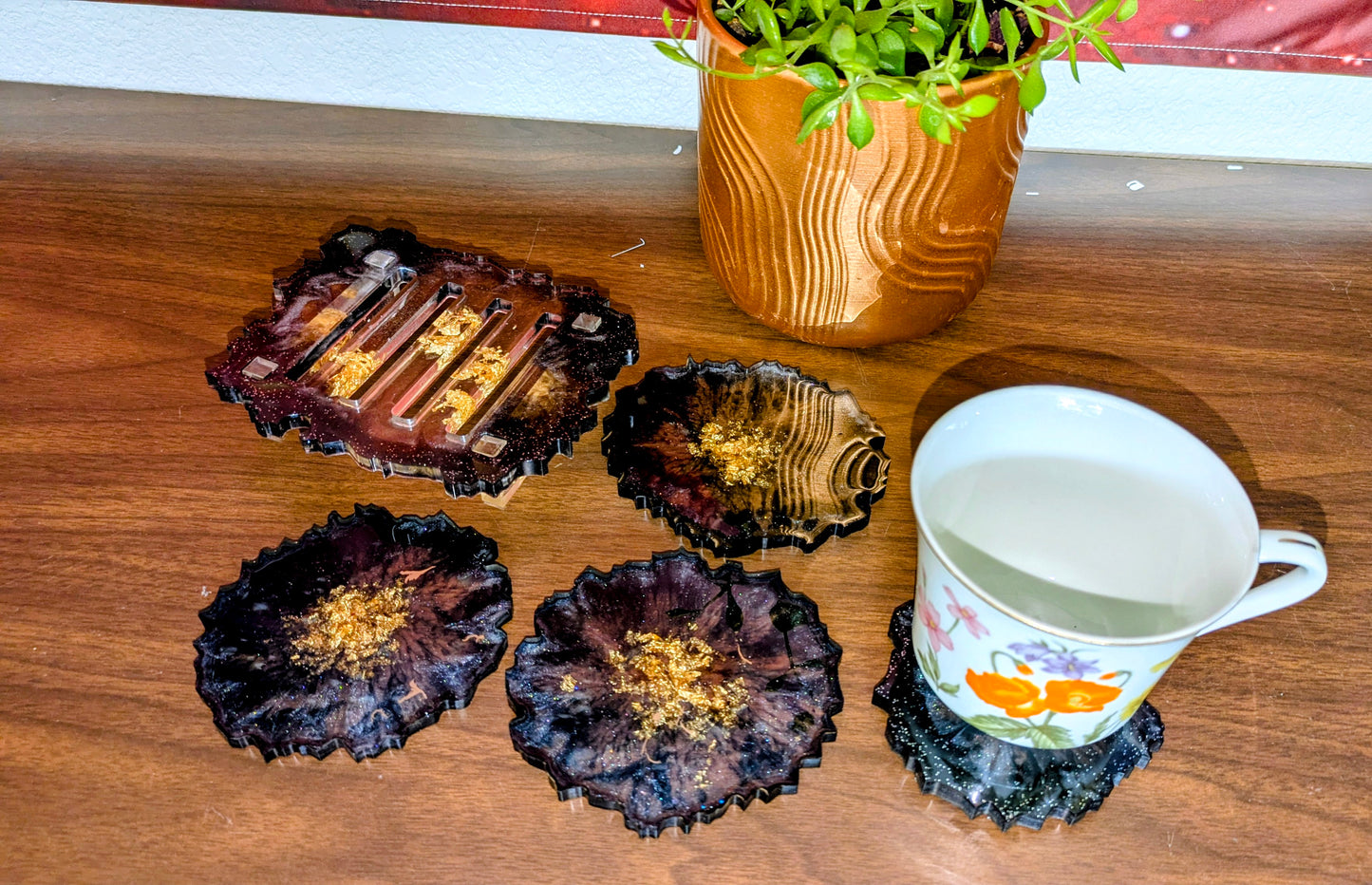 Black and Gold Geode Coasters