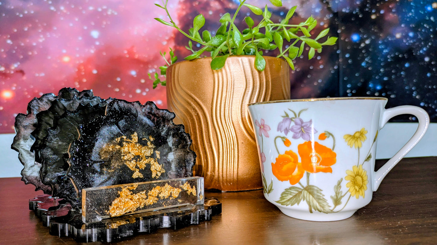 Black and Gold Geode Coasters