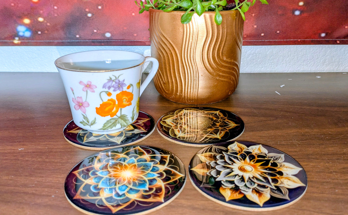 2D fiber wood coaster