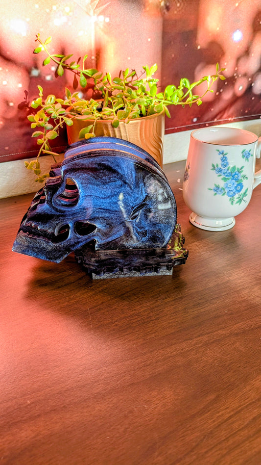 Skull Coaster Epoxy Resin With Holder
