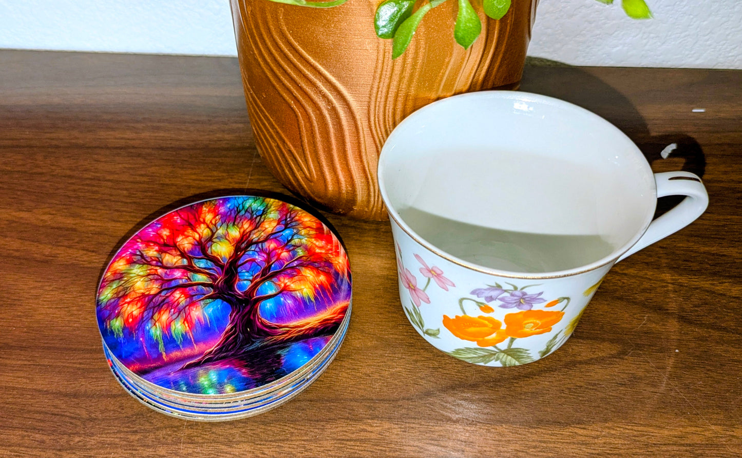 2D fiber wood coaster