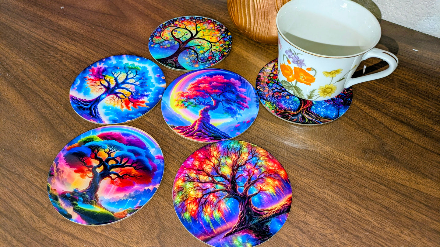 2D fiber wood coaster