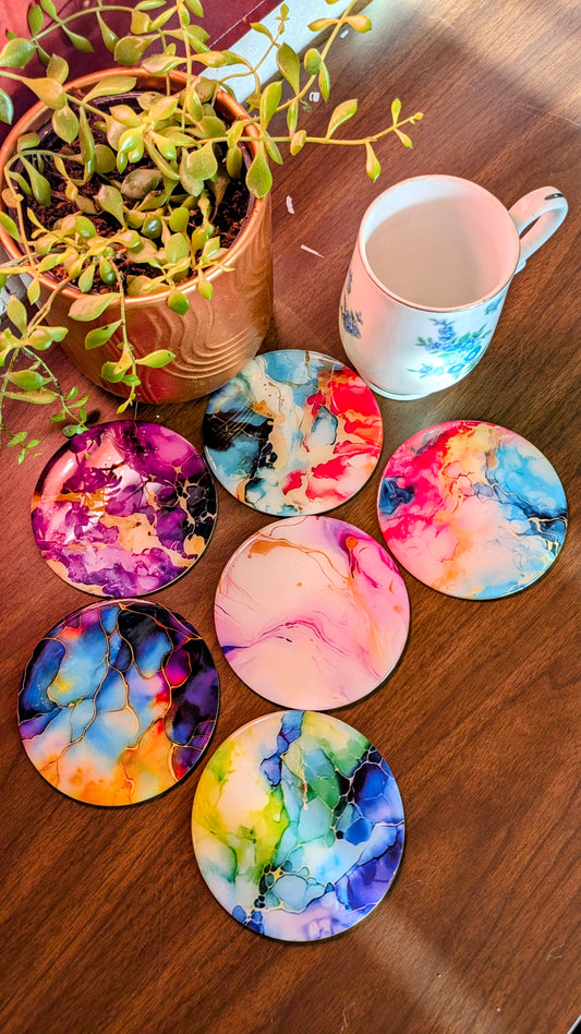 2D fiber wood coaster